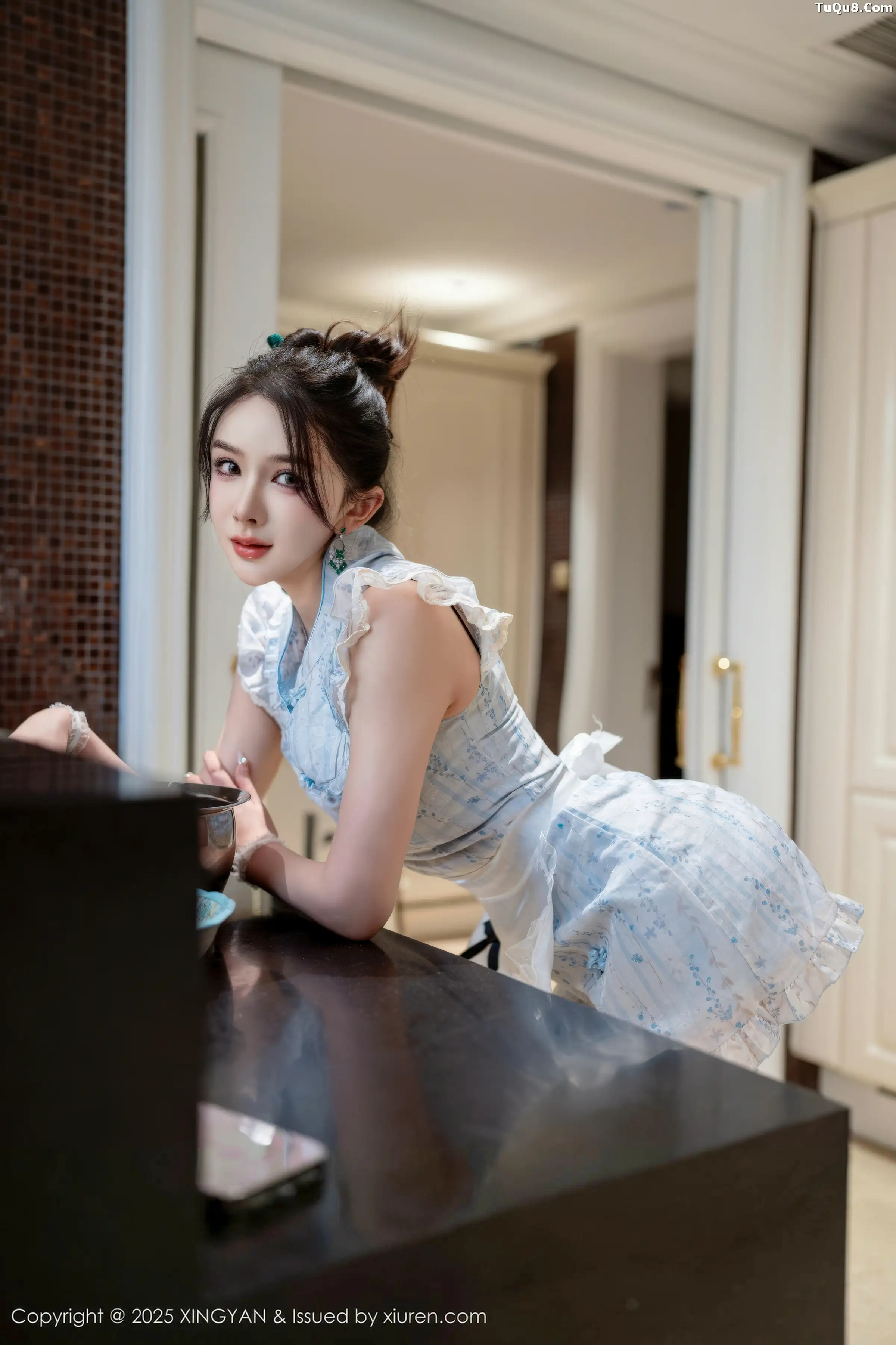 秀人集.com_[XINGYAN星颜社]VOL.444_女神李丽莎性感蓝色情趣女仆装配黑丝吊袜秀丰满身材诱惑写真72P