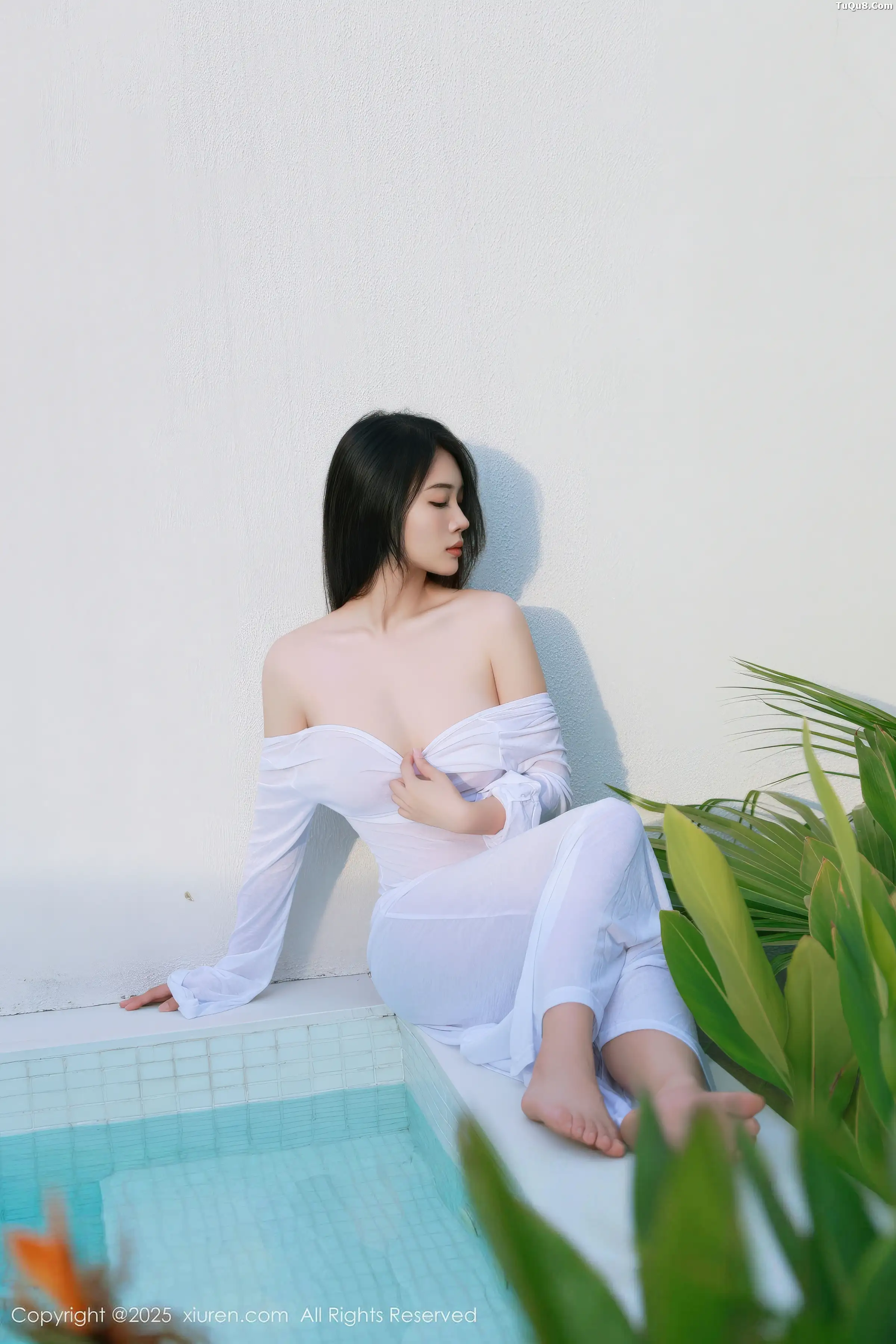 秀人集.com_[XiuRen秀人网]No.11129_模特南乔泳池场景性感白色连衣裙湿身秀完美身材撩人诱惑写真82P