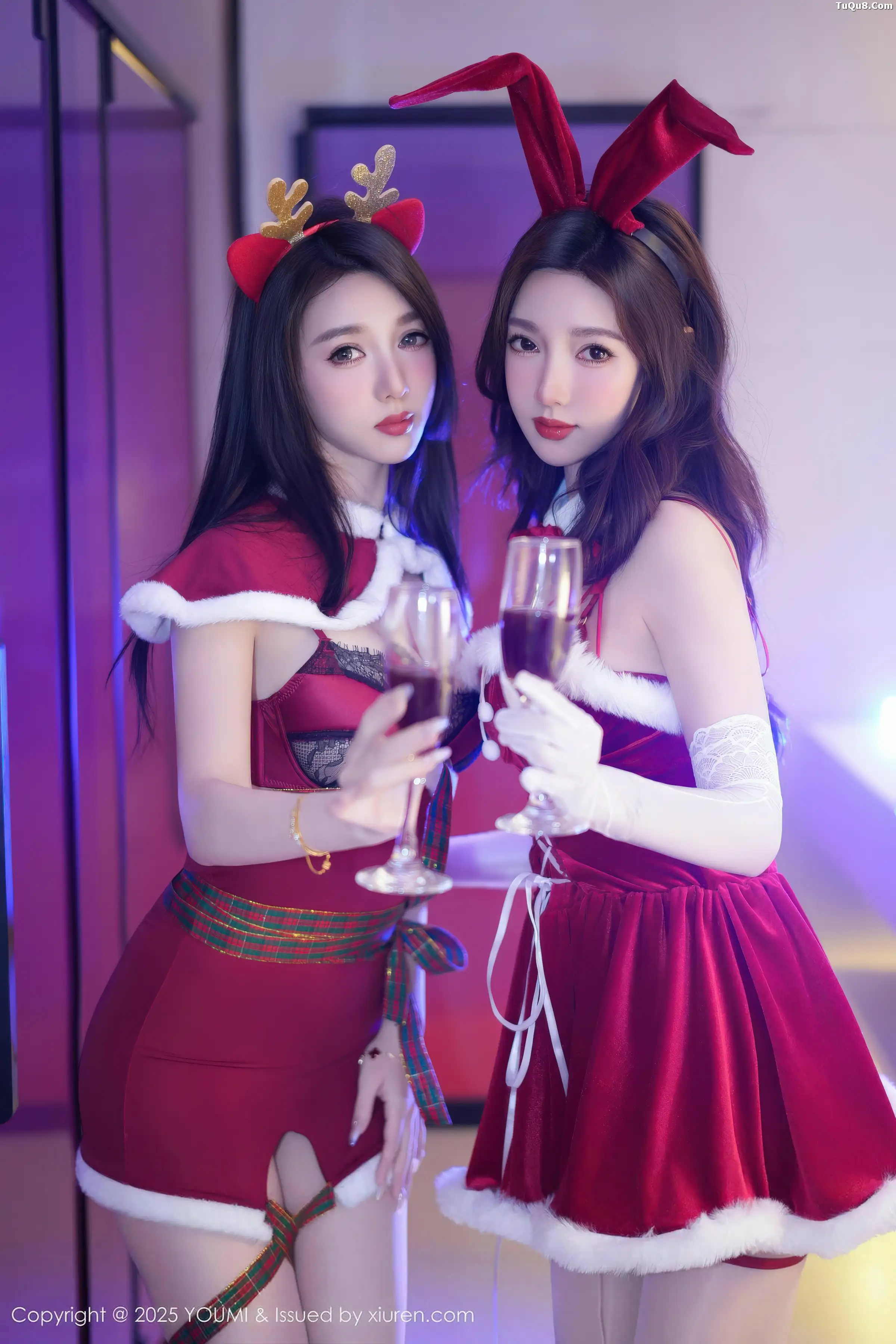 秀人集.com_[YouMi尤蜜荟]Vol.1192_模特合集双胞胎美女Twins-桃之夭夭性感圣诞女郎服饰撩人诱惑写真77P